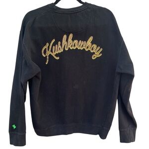 Hurley Mens “KushKowboy” Black Crewneck Sweatshirt Logo Graphic Cozy Large